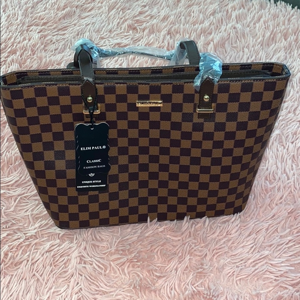 Elim&paul checkered print handbag